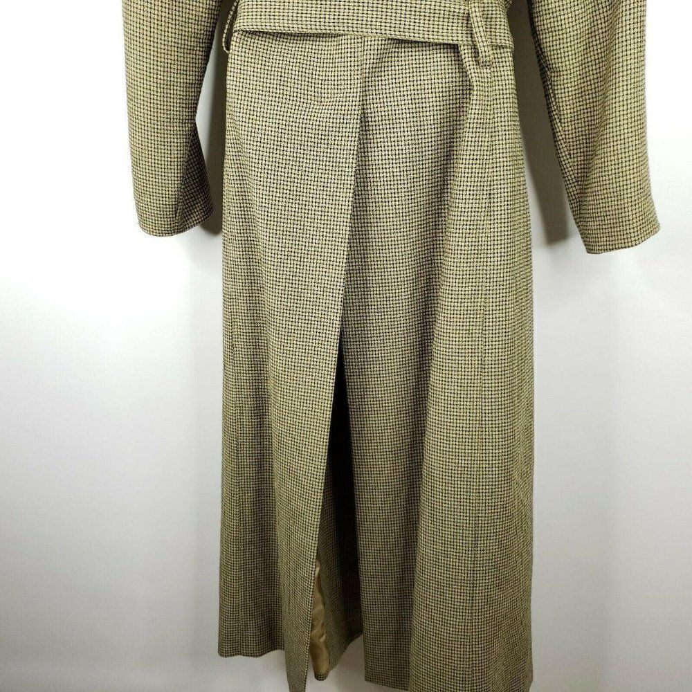 Vintage Eva Polini Full Length Belted Overcoat 10 Beige Black Check Made In USA - Picture 10 of 12